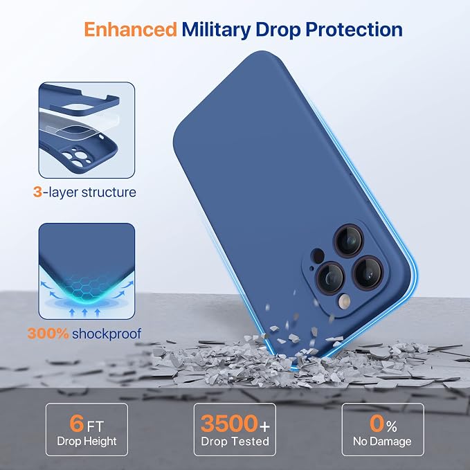 Miracase Silicone for iPhone 14 Pro Case, Glass Blue | Soft Anti-Scratch Microfiber Lining, Premium Silicone Cover Shockproof Drop Protection Phone Case for 14 Pro - Image 4