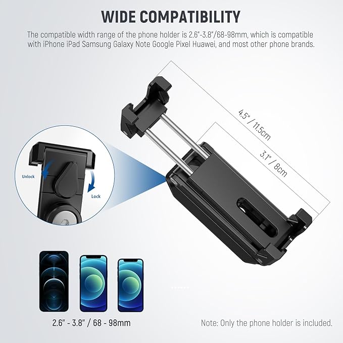 NEEWER Phone Tripod Mount with Cold Shoes, Metal Smartphone Tripod Adapter Compatible with iPhone, Multi Angle Tri Fold Cell Phone Holder, Handheld Phone Grip for Streaming Vlog SP-04 - Image 5