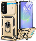 Taisairu for Samsung Galaxy A37 Case/A36 Case with Screen Protector & Slide Camera Lens Cover, Built-in Ring Stand Shockproof Protective Case for Samsung A37 5G Case/Samsung A36 5G Case (Gold) by Taisairu