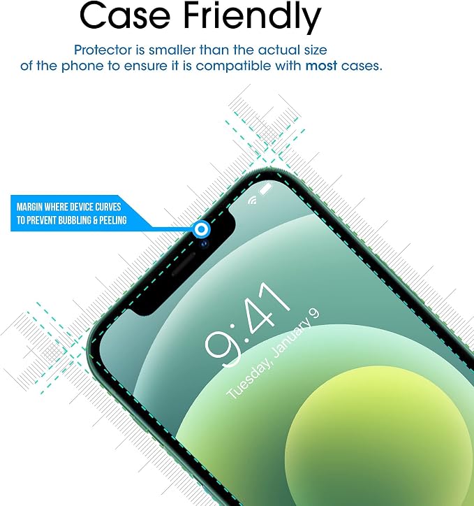 amFiIm OneTouch for iPhone 12 Mini Screen Protector 5.4" Tempered Glass | Auto-Alignment, 30s Install, Bubble Free, 9H Hardness, Scratch & Drop Protection, HD Clear, Case Friendly, 2 Pack (12M-5.4'') - Image 4
