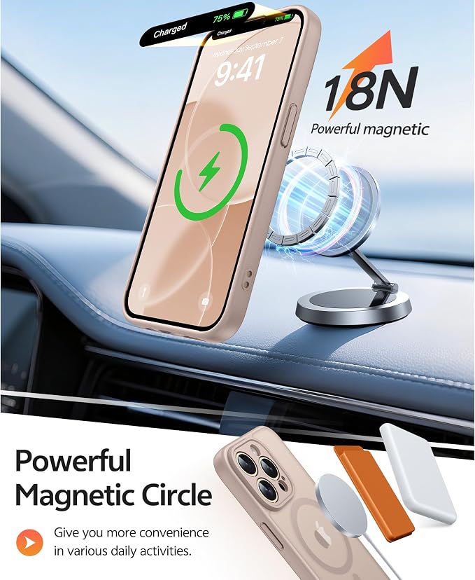 FNTCASE for iPhone 13 Pro Max Case, Fit for Magsafe, Full Camera Protection | Translucent Matte Magnetic Phone Back, 14FT Military Grade Drop Proof, Slim Shockproof Protective Cover, Desert Gold - Image 3