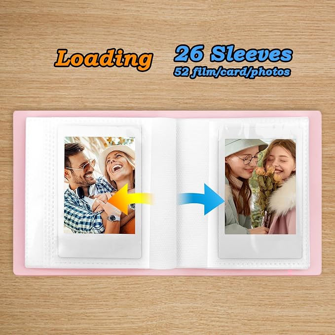 Ruibytree 52 Pockets Small Photo Album 2x3 for Instax Mini, Pink, 2 Pack | Pocket-Size, PU Leather Cover, Snap Closure, Acid-Free Pages, Fits Polaroid 2x3 Photos, Kodak Mini Prints & ZINK Photos - Image 5
