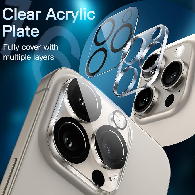 JETech Camera Lens Protector for iPhone 16 Pro/16 Pro Max, 3-Pack | 9H Tempered Glass, HD Clear, Anti-Scratch Protection, Night Shot Compatible, Case-Friendly - Image 3