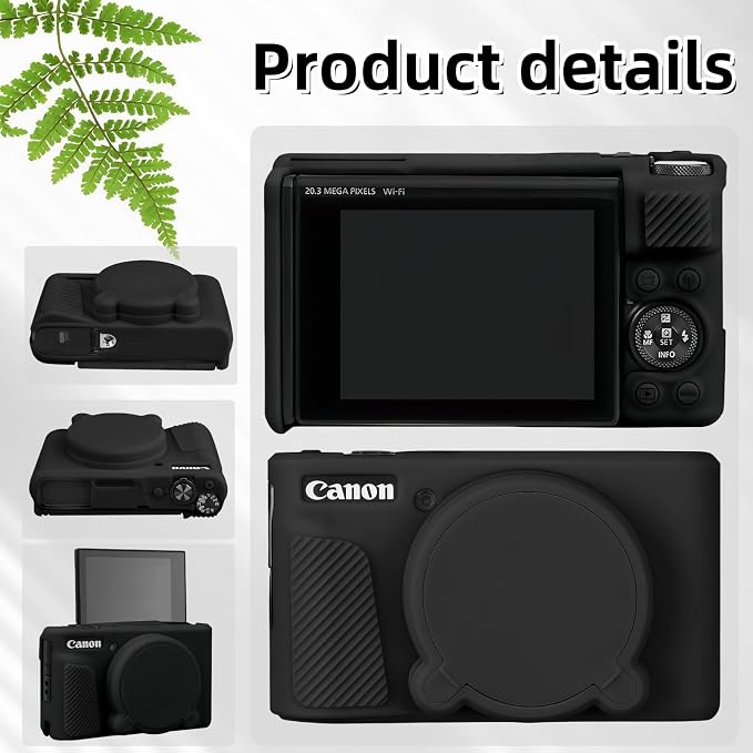 Camera Case for Canon PowerShot SX740/ SX730 Digital Camera, SX740 HS Case | Soft Silicone Protective Case Removable Lens Cover, Comes with 2 Screen Protectors and 1 Wrist Strap. (Black) - Image 5