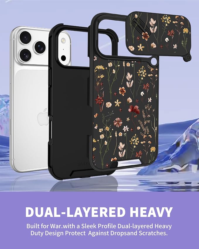 for iPhone 17 Pro Max Case - Women Cute Phone Cover Girly Pretty Unique Aesthetic Design Slide Camera Cover Protective Case for Apple for iPhone 17 Pro Max, Flowers Floral - Image 5