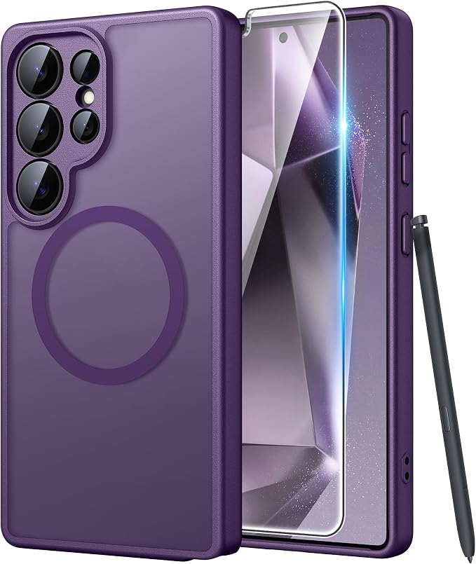 FNTCASE for Samsung Galaxy S24 Ultra Case, Compatible with Magsafe Purple | Screen Protector, Full Camera Protection, Translucent Matte, 14FT Military Grade Drop Proof, Protective Phone Cover by FNTCASE