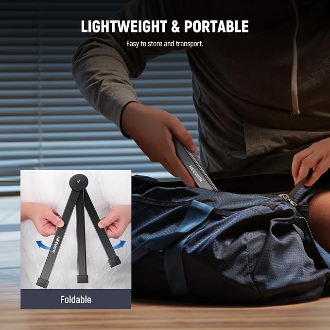 NEEWER Metal Mini Tripod Base for TL120C TL60 CL124 Tube Light Wand Stick, Extra Stable Foldable Handheld Tripod Legs Feet Tabletop Light Stand with 1/4" Screw, Silicone Pad, 3"/8cm Low Angle, CTN5 - Image 7