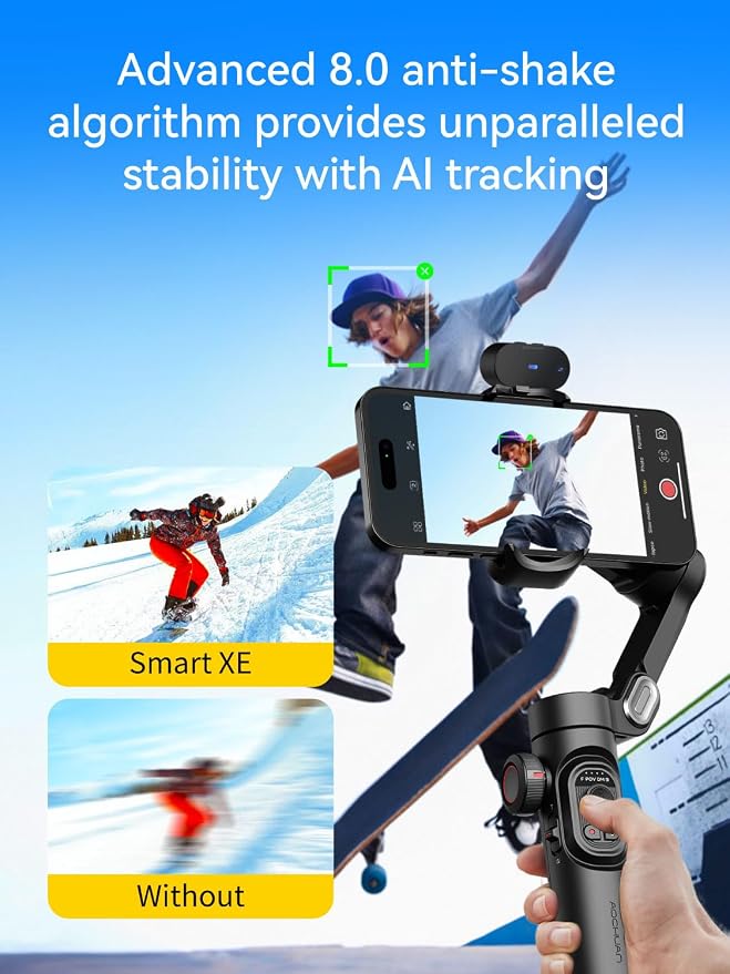 AOCHUAN Gimbal Stabilizer for Smartphone w/AI Tracking Sensor | Gimbal with Focus Wheel for Phone/Android, Phone Stabilizer with 7.0 Anti-Shake for Video Recording-Smart XE AI - Image 3