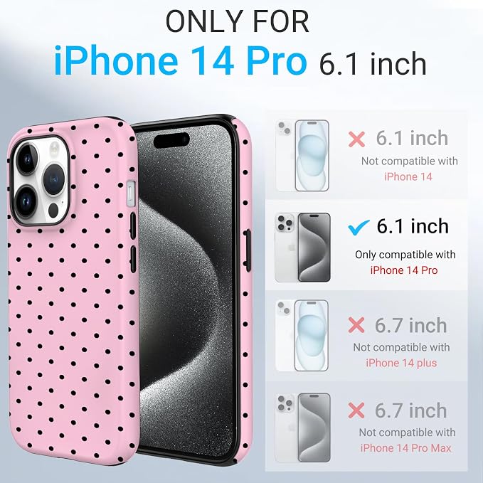 TPU Phone Case for iPhone 14 Pro, MagSafe Wireless Charging Compatible, Shockproof Slim Fit Protective Cover with Anti-Yellowing & Raised Camera Protection (Polka dot 4, iPhone 14 Pro) - Image 2