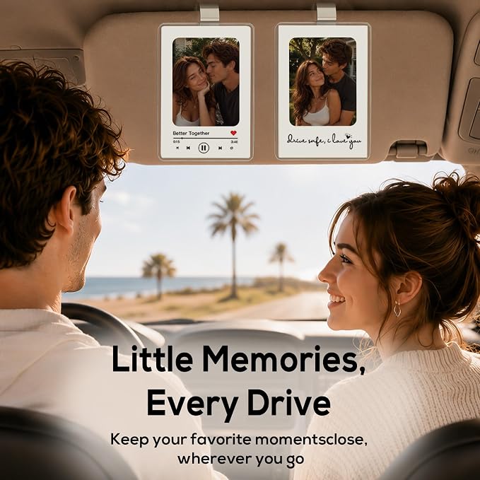 2 Pack Drive Safe Gift for Boyfriend Girlfriend, Car Visor Photo Holder with 5 Interchangeable Photo Mat, Drive Safe I Love You Gift, Personalized Couple Car Accessories for Him Her - Image 3