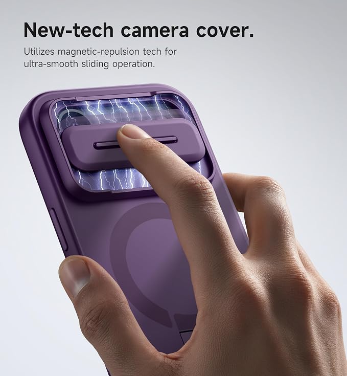 SURITCH for iPhone Air Case with Camera Control Cover, Camera Slide Cover and Adjustable Kickstand, Compatible with MagSafe, Shockproof Bumper Protective Cases for iPhone 17 Air 6.5 Inch, Dark Purple - Image 4