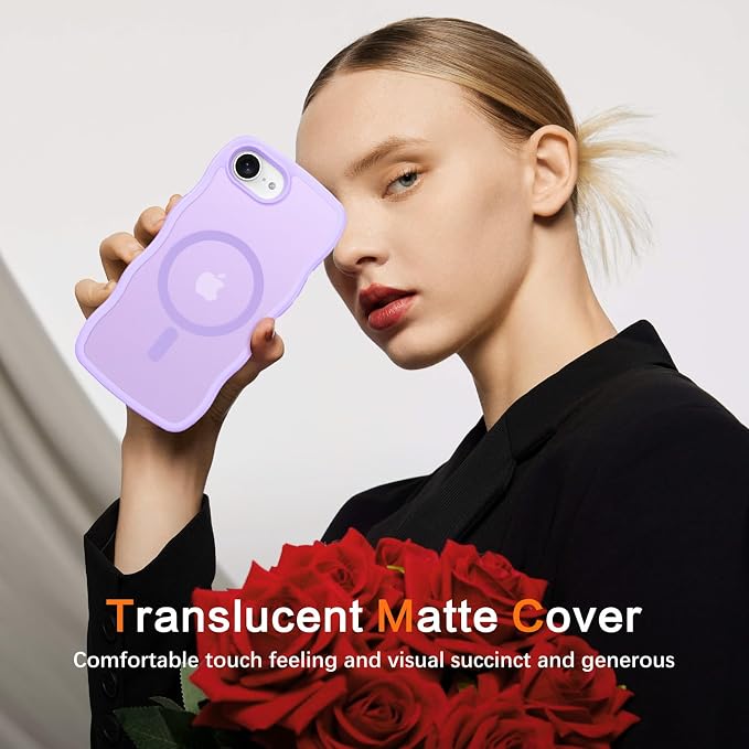BENTOBEN Magnetic for iPhone 17e Case,Cute Wavy Frame [Compatible with MagSafe] Translucent Matte Anti-Slip Bumper Women Girls Boys Men Shockproof Drop Protective Cover for iPhone 17e,Light Purple - Image 8