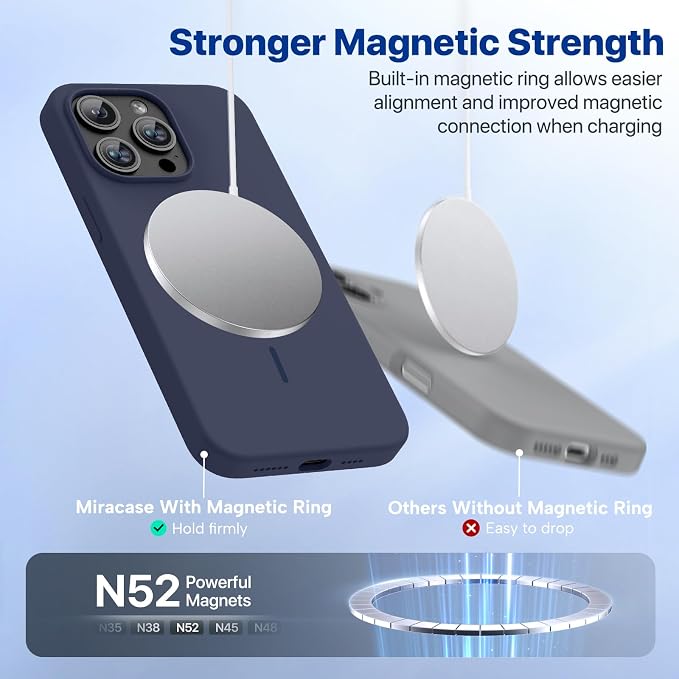 miracase Magnetic for iPhone 15 Pro Max Case, [Soft Anti-Scratch Microfiber Lining], Compatible with MagSafe, Liquid Silicone Case Shockproof Drop Protection Phone Case for 15 ProMax, Dark Blue - Image 5