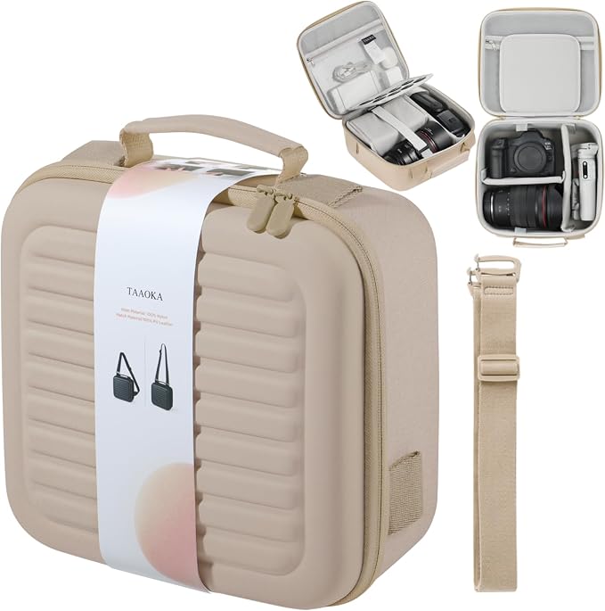 Camera Case Compatible with Canon EOS Rebel T7/R50/R6 Mark II/R100/R50 V/T6/R8/R10/R5 Mark II/RP/R7/5D Mark IV/SL3/R5/T100 DSLR SLR Camera, Lens and Tripod with Moveable Dividers and Shoulder Strap by TAAOKA
