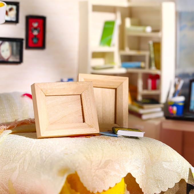 Halloscume 12 Pcs Dollhouse Picture Frames 1:12 Scale Miniature Picture Frames for Dollhouse Small Photo Frame Mini Wooden Dollhouses Accessories Mini House Decoration Simulation (Medium and Large) - Image 3