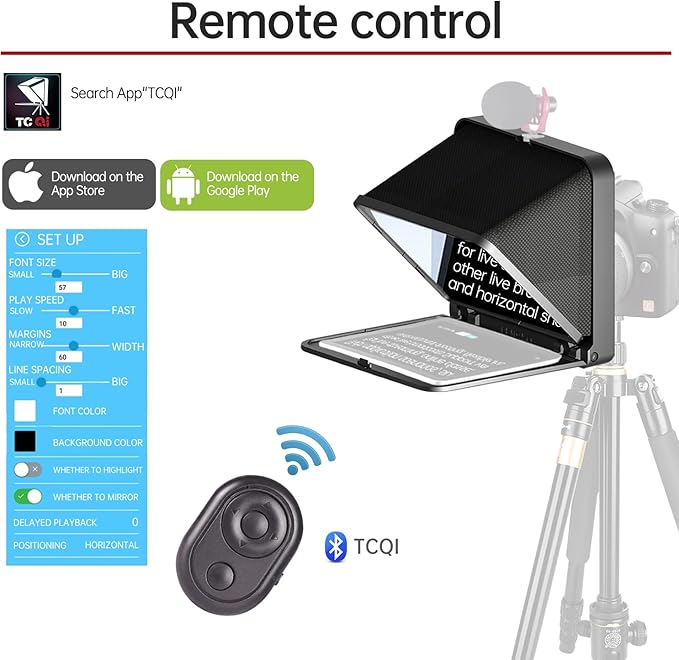 LENSGO 9.7” Teleprompter for Camera iPad Tablet Smartphone w/Remote Control, APP Compatible with iOS & Android System for Online Teaching Vlogger Live Streaming Interview, Fold in One Sec - Image 5