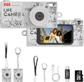 Mini Keychain Digital Camera, Y2K Retro Pocket Camera with 1.47 Inch Screen, 1440P Video, 2MP Photos, 16GB Card, Flash, Type C, Tiny Vintage Camcorder for Kids Teens Travel Vlog (White) by Dienspeak