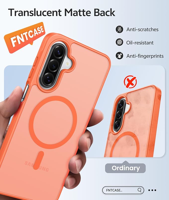 FNTCASE for Galaxy A17/A16 5G Phone Case, Fit for Magsafe, Screen Protector | Translucent Matte, 14FT Military Grade Drop Protection, Slim Shockproof Protective, for Samsung A 17 A 16 Cover, Orange - Image 6