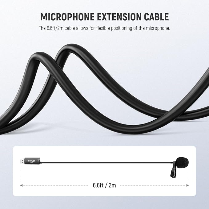 NEEWER USB Lapel Microphone, Plug & Play Mini Omnidirectional Clip On Lavalier Mic with 3.5mm Monitoring Headphones Jack for USB 2.0 Mac Windows PC Laptop Computer YouTube Skype Podcast Gaming, LM2 - Image 7