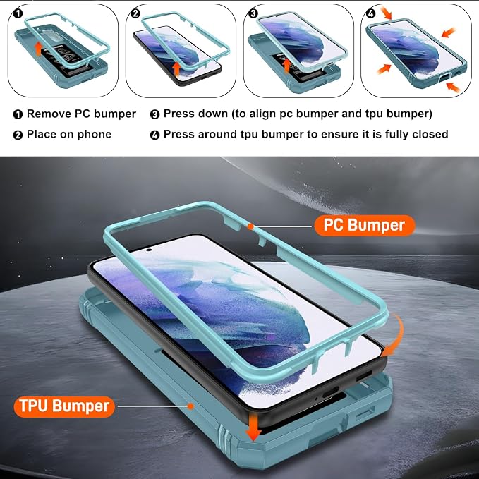 Gritup for Samsung Galaxy S22+ Plus Case with Screen Protector*2, Galaxy S22 Plus Case Build in 360° Rotating Ring Kickstand, Military Grade Protective Case for S22 Plus Phone, Green - Image 4