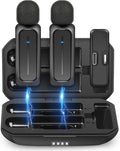 Ecomxia 2 Pcs Wireless Lavalier Microphone for iPhone iPad Android with Charging Case 7H Clip on Lapel Microphone Wireless for Video Recording Vlogging, YouTube, Interview, 3 Mode Denoise, 70ft by ECOMXIA