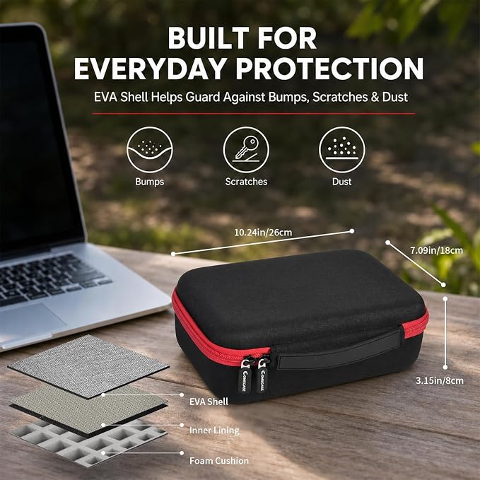 Comecase USB Flash Drive Case, Holds 85 USB Drives and 25 SD Cards | Pre-Cut Foam Stores 85 USB & 25 SD Cards; EVA Hard Shell, Black+Red Zipper, X-Large, Case Only - Image 4