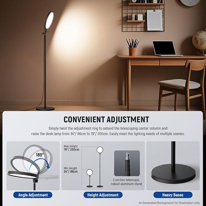 NEEWER Basics 12" 24W Large Ring Light w 68" Stand/Phone Holder for iPhone | Remote, Video Recording Selfie Streaming Makeup Studio Photography, 3000K-6500K CRI98 Full Screen LED Panel Lighting, BR13 - Image 8