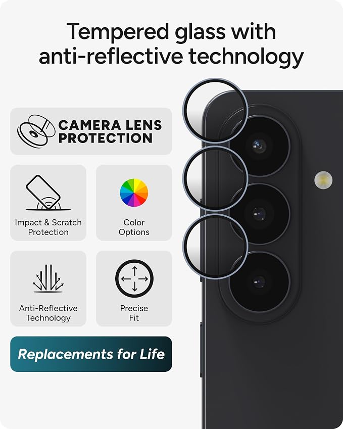 ZAGG Glass Elite Samsung Galaxy S26+ Camera Lens Protector - Blue, Anti-Reflective, 5X Stronger Impact & Scratch Resistant Aluminosilicate Glass - Easy Installation, Smudge-Free Surface - Image 2