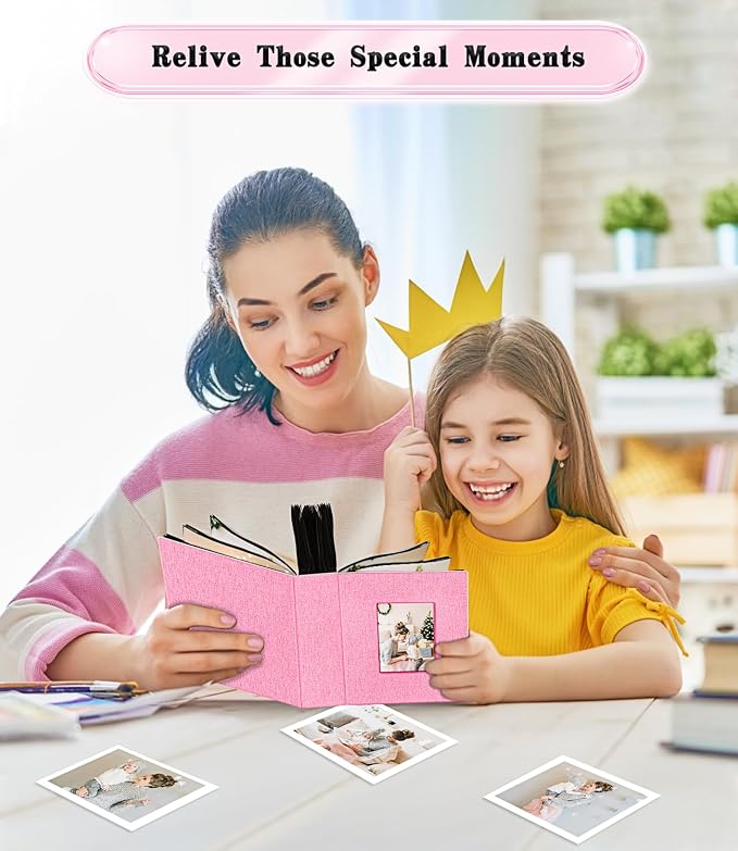 Ejblfe Photo Album 4x6,Linen Cover Slide-in Photo Album Book Can Holds 100 4x6 Photos with 50 Black Sheets for Family,Wedding,Baby and Holiday Pictures (Pink) - Image 6