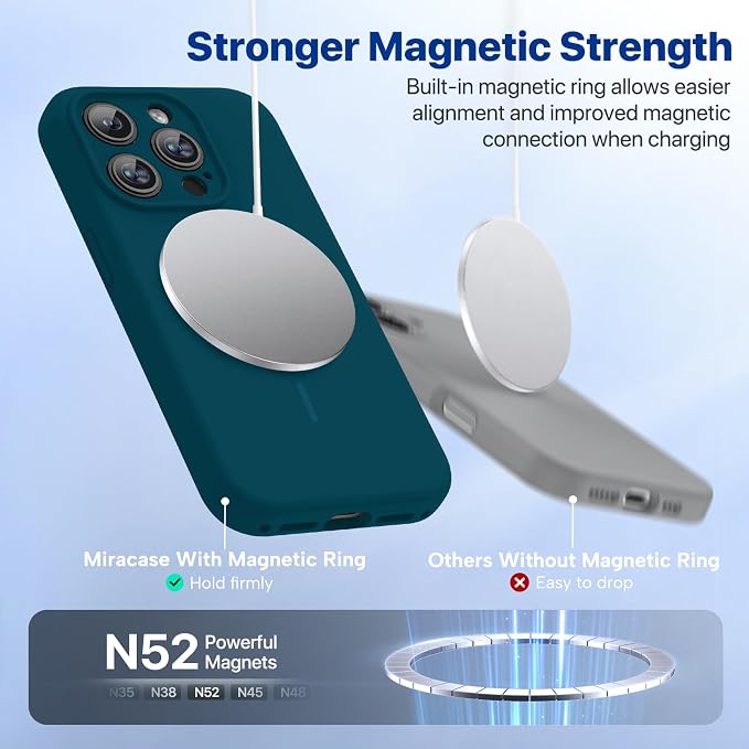 Miracase Magnetic for iPhone 15 Pro Case, Silicone, Soft Microfiber Lining - Image 5