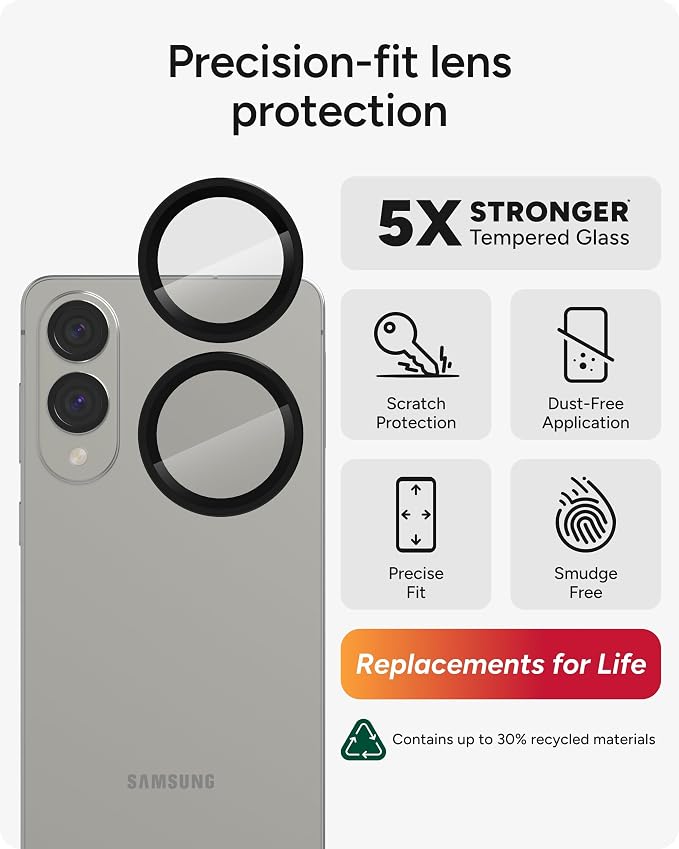 ZAGG Glass Elite Anti-Reflective Samsung Galaxy S25 Edge Camera Lens Protector – Anti-Glare Technology, Maximum Impact & Scratch Resistance, Smudge-Free Surface, Recycled Materials - Image 2