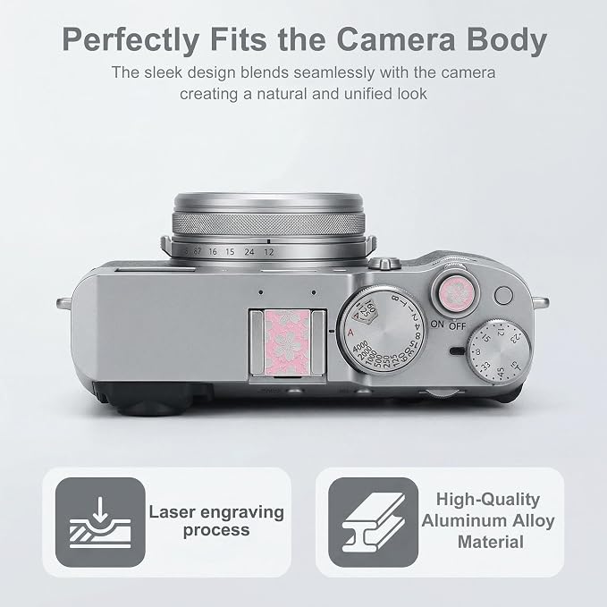 Cherry Blossom Metal Hot Shoe Cover Shutter Button for Fujifilm X100VI | Aluminum Alloy Pink Cherry Blossom Pattern Dust-Proof Hot Shoe Cover Shutter Button for Fuji XT5, XT4, XT30III, X100VI, X-E4 - Image 3