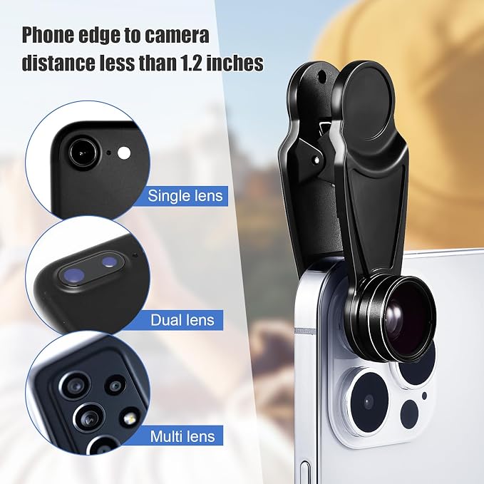 Copkim 16 Pcs Phone Camera Lens Kit 16 in 1 with Selfie Light Universal Clip on Cell Phone 198 Degree Fisheye Wide Angle Macro Kaleidoscope CPL Lens Attachments Compatible with Most Phones - Image 2