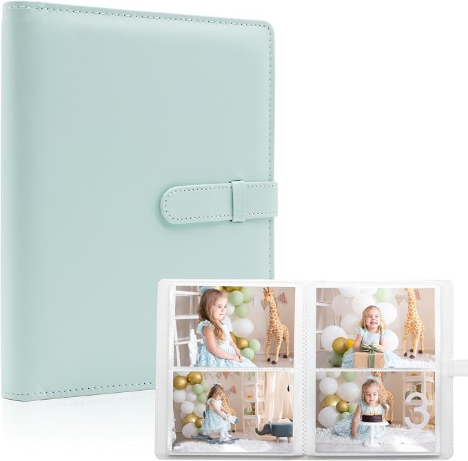 Photo Albums 4x6 Pictures – 152 Pockets Vegan Leather Cover Memory Album Book, Suitable for Family Wedding Boys Girls and Babies Storage (Mint) by Tugle