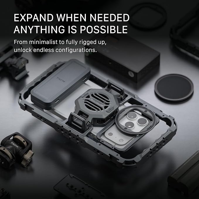 Tilta Khronos Universal Smartphone Case Base Kit | NATO to ARCA Adapter | Cold Shoe Mount | NATO Rails | 1/4"-20 Accessory Mounts. | Multi Axis Adjustment | Mobile Filmmaking Cage | Space Gray - Image 3