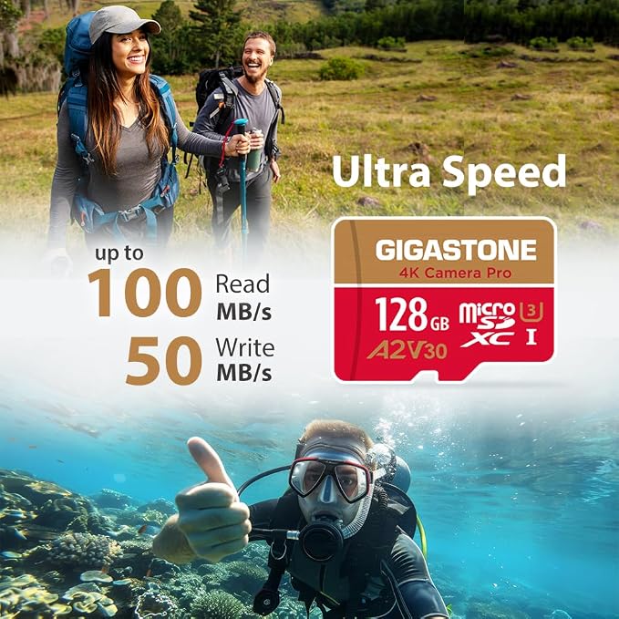 【5-Years Data Recovery】 GIGASTONE 128GB Micro SD Card, 4K Video Recording for GoPro, Action Camera, DJI, Drone, Nintendo-Switch, R/W up to 100/50 MB/s MicroSDXC Memory Card UHS-I U3 A2 V30 C10 - Image 2
