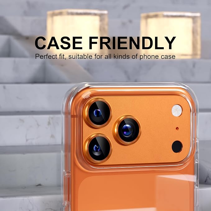 Choiche for iPhone 17 Pro Camera Lens Protector, Orange | Metal Camera Cover with 9H Tempered Glass Lens Screen Protector Accessories, Strong Adsorption, Case-Friendly, 6.3-inch - Image 4