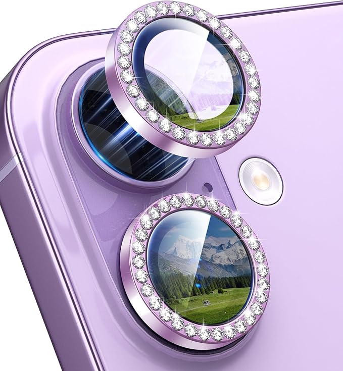 for iPhone 17 Camera Lens Protector Cover Bling Diamond, Purple | Individual Metal, 9H Hardness, Scratch Resistant, Shockproof, Drop Protection, Case Friendly, Stylish Accessories by Xfilm
