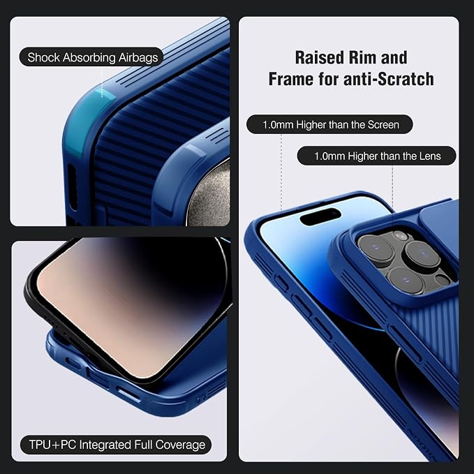 Nillkin for iPhone 16 Pro Max Case with Slide Camera Cover, [Full Camera Protection][Anti-Scratch] Military-Grade Protection, Anti-Fingerprint, Slim Phone Case for iPhone 16 Pro Max 6.9'' Blue - Image 3