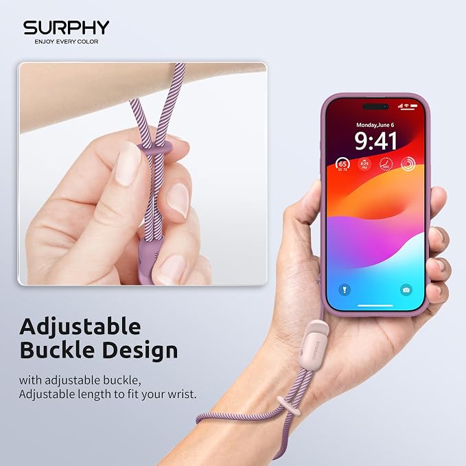 SURPHY 2 Pack Phone Lanyard, Phone Wrist Strap for Case, Camera Wrist Strap | Ultra-Light 2-Color Braided Phone Strap, Cellphone Charm Strap, Anti-Lost Wrist Lanyard for Women and Men, Pink LilacPurple - Image 5