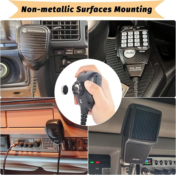TWAYRDIO Magnetic Mic Holder, Mobile Radio Microphone Magnet Mount, CB Mic Hanger, Mounting Solutions for Car Truck Dash Board, Compatible with Motorola Kenwood Mics - Image 4