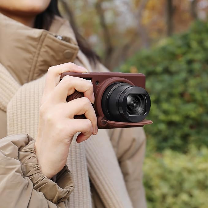 BOVKE Silicone Camera Case for Canon PowerShot SX740 / SX730 Digital Camera, SX740 HS Soft Protective Case Cover Rubber Camera Slim Fit Sleeve with Removable Lens Cover, Brown - Image 7