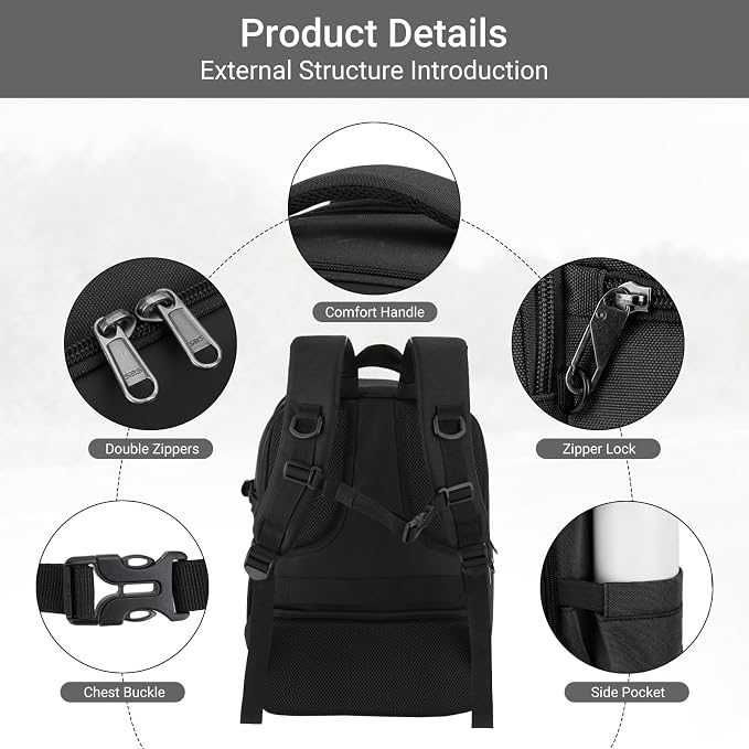 MOSISO Camera Backpack,Photography Camera Bag with Lens Pouch,Black | DSLR/SLR/Mirrorless Waterproof Hardshell Case, Tripod Holder&15.6 inch Laptop Compartment Compatible with Canon/Nikon/Sony - Image 7