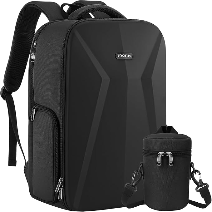 MOSISO Camera Backpack,Photography Camera Bag with Lens Pouch,Black | DSLR/SLR/Mirrorless Waterproof Hardshell Case, Tripod Holder&15.6 inch Laptop Compartment Compatible with Canon/Nikon/Sony by MOSISO