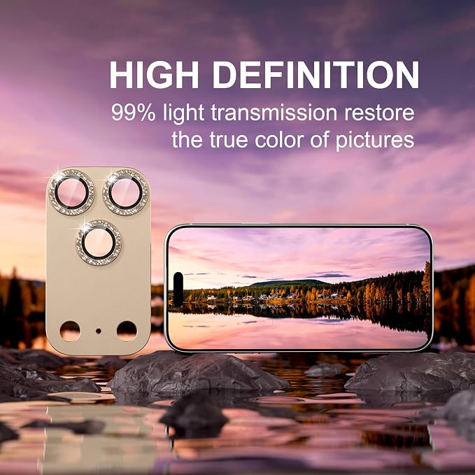 for iPhone 17 Pro Camera Lens Protector, Glitter Gray | [Military Grade Shatterproof] [Strong Adsorption] [Case Friendly] Matte Metal Tempered Glass Camera Screen Cover Accessories - Image 5