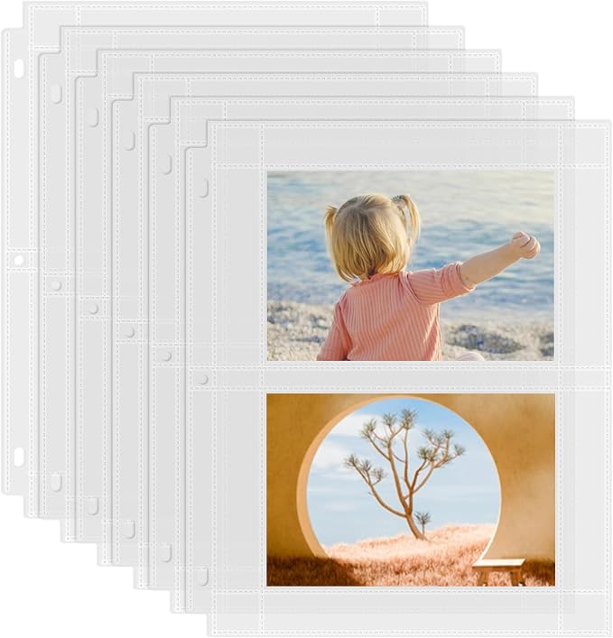 25 Pack 4 x 6 Photo Sleeves for 3 Ring Binder(200 Pictures) | Heavy-Duty Archival Photo Page Protectors, Clear Picture Album Refill Pages Holds, Acid-Free by Unknown