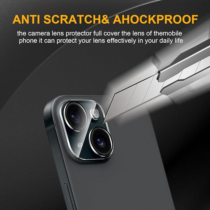 3 Pack Camera Lens Protector for iPhone 15 /iPhone 14 | iPhone 15 Plus/iPhone 14 Plus,Tempered Glass,Anti-Fingerprint,9H Hardness,Scratch Resistant,Easy to Install,HD Clarity - Image 4