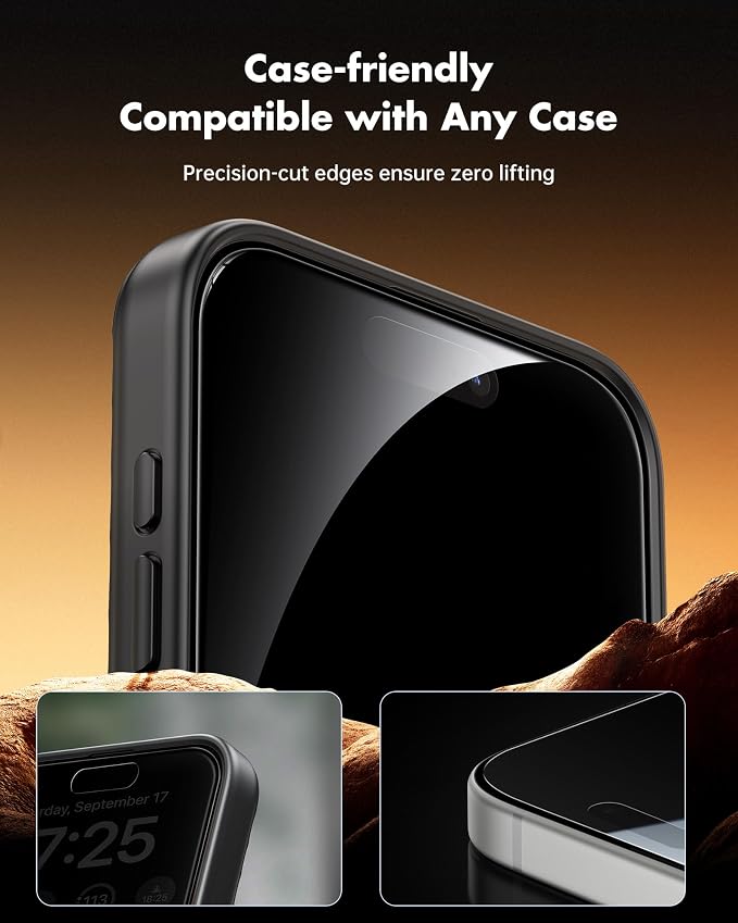 UNBREAKcable Privacy Screen Protector for iPhone 16 Plus, 2-Pack | True 28° Anti-Spy, Shatterproof Tempered Glass, 9H Hardness, Easy Install, Bubble-Free, Anti-Scratch, Case Friendly - Image 7