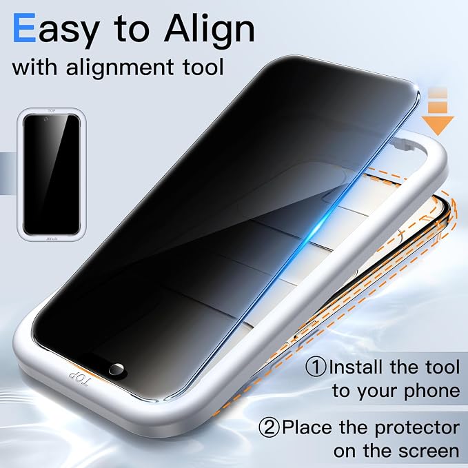 JETech Privacy Screen Protector for iPhone Air, 2+2 Pack | Anti-Spy Tempered Glass, with Camera Lens Protector, Easy Installation Tool - Image 4