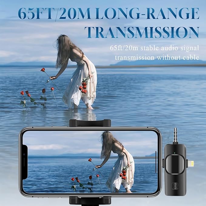 3 in 1 Wireless Lavalier Microphone for iPhone, iPad, Android, Camera,12-Hour Battery, mini Noise Reduction Recording Mic 2.4G Ultra-Low Delay, Microphone for Vlog/ TikTok/YouTube Live Stream( 2 Mic) - Image 6